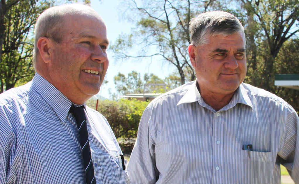 Ag College Advisory Group member Mike McCosker and AgForce president Ian Burnett. Ag College Advisory Group member Mike McCosker and AgForce president Ian Burnett.